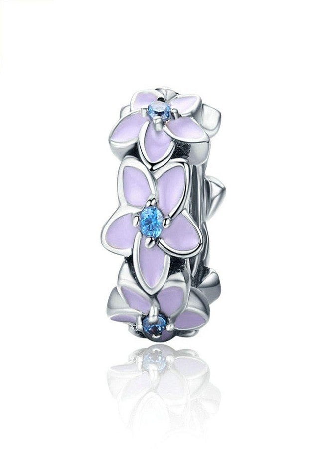 LAMOONY Flower Spacer Charm 925 Sterling Silver Clip Stopper Charm for Pandora Charm Bracelet (D) - Image 1